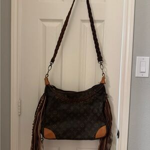 Louis Vuitton Monogram Shoulder Bag with Fringe in Brown and Tan